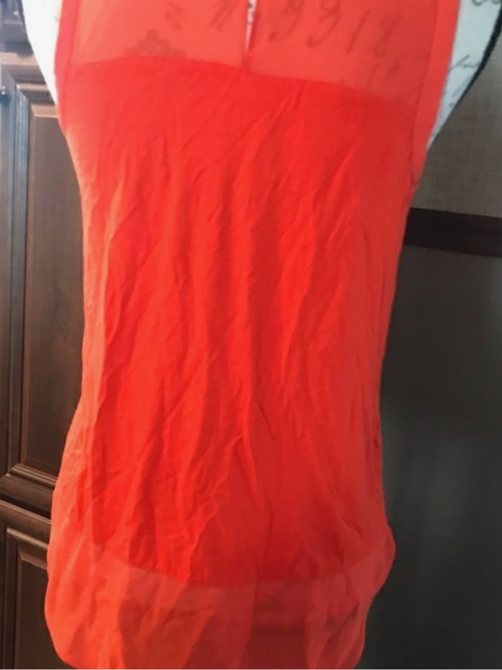 Vince Camuto Bright Red Sleeveless Layered Chiffon Top - Picture 3 of 10